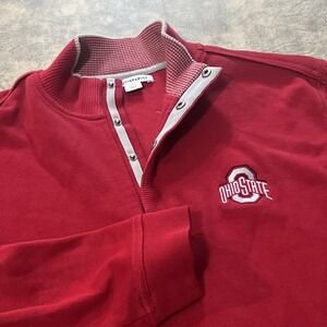 Ohio State Buckeyes Shirt Mens L Red Supima Cotton Embroidered 1/4 Snap Pullover
